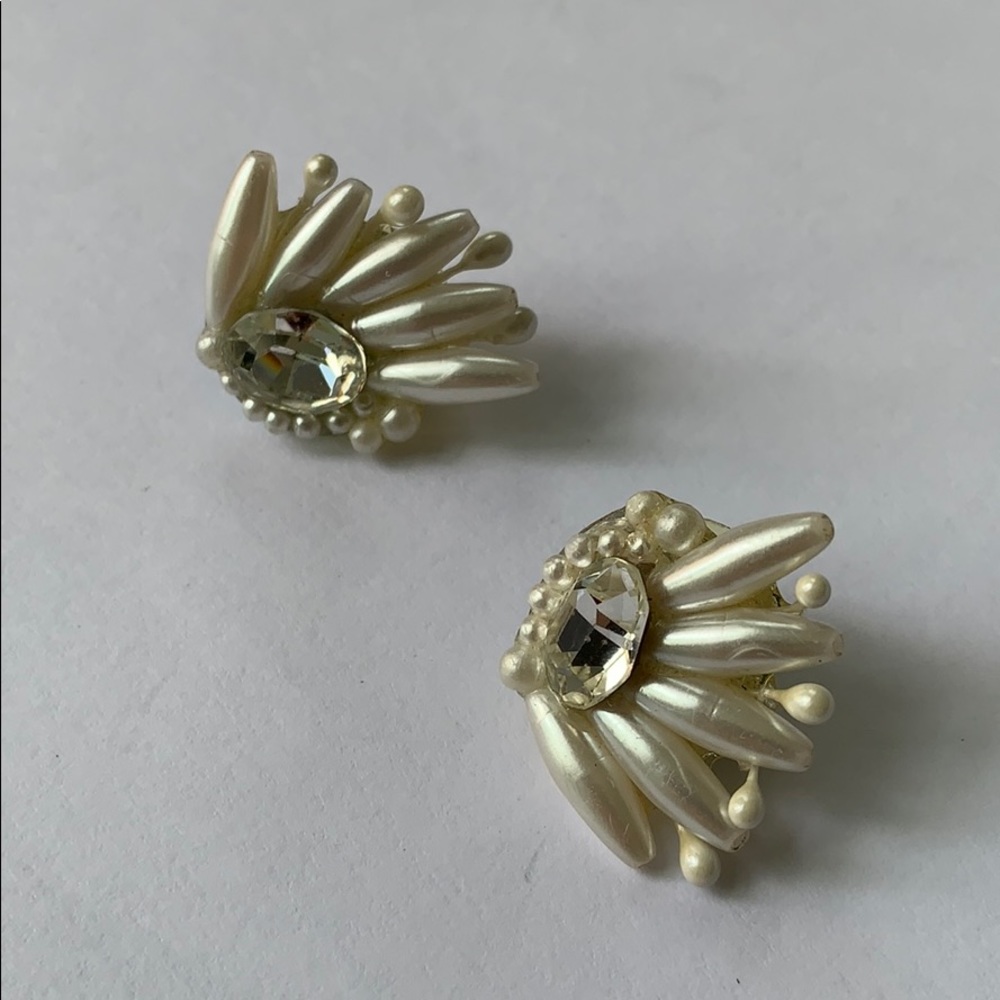 Vintage Pearl & Crystal Earrings